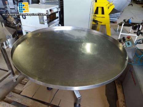 Mesa clasificadora acumuladora giratoria de acero inoxidable de 1100 mm