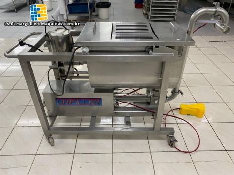Bomba dosificadora unifiller de acero inoxidable con mezclador homogeneizador para alimentos de panadería.
