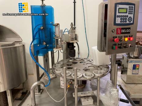 Llenadora rotativa automtica con selladora y tapadora para tarros y botellas Delgo